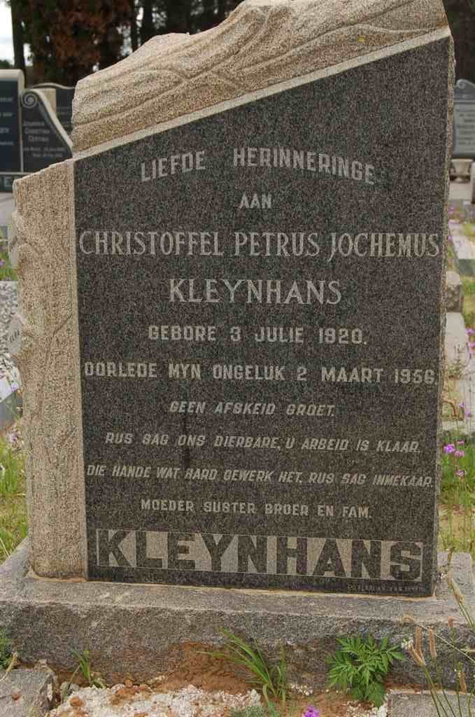 KLEYNHANS Christoffel Petrus Jochemus 1920-1956