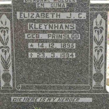 KLEYNHANS Elizabeth J.C. nee PRINSLOO 1895-1984