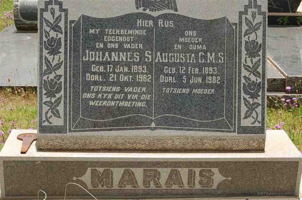 MARAIS Johannes S. 1893-1962 &amp; Augusta C.M.S. 1893-1982