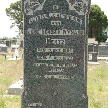 MENTZ Jurie Hendrik Wynand 1894-1933