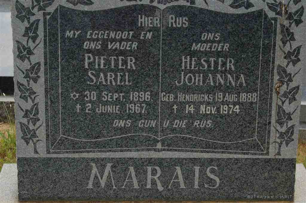 MARAIS Pieter Sarel 1896-1967 &amp; Hester Johanna HENDRICKS 1888-1974