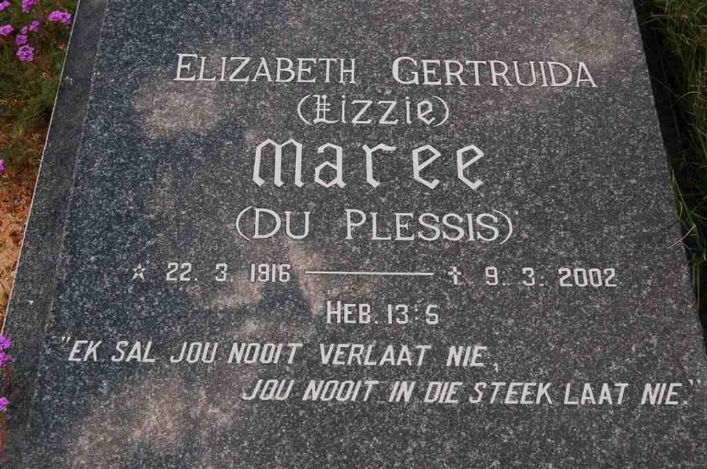 MAREE Elizabeth Gertruida nee DU PLESSIS 1916-2002