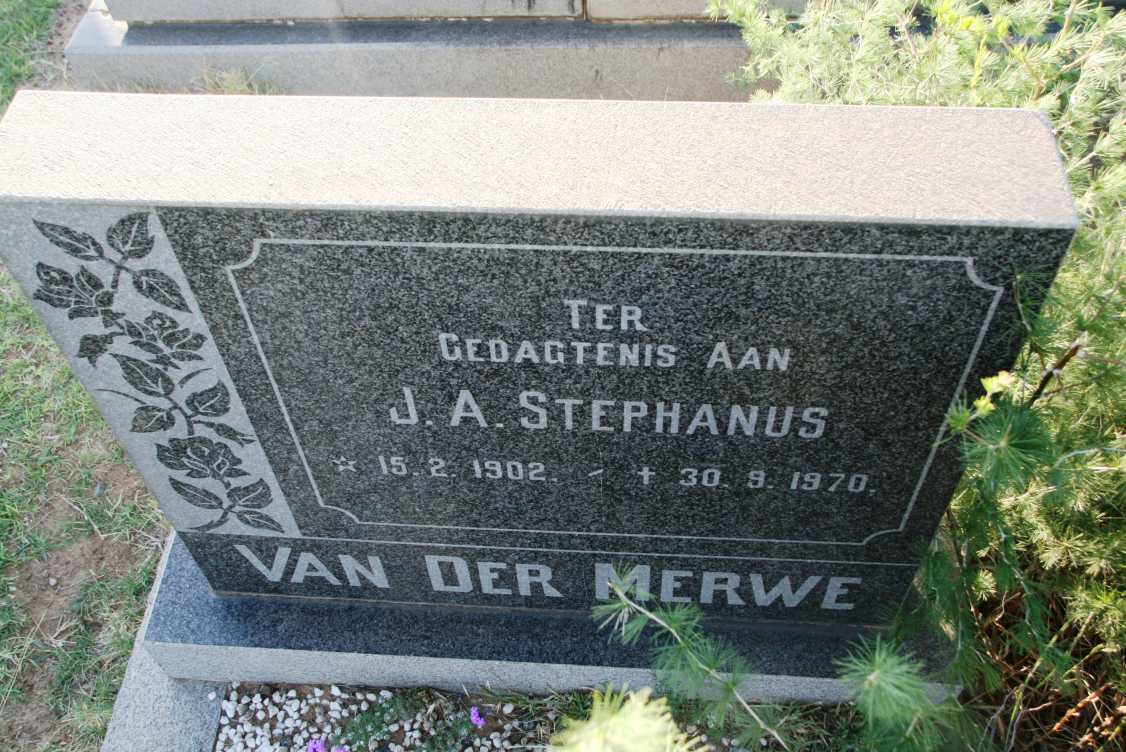 MERWE J.A. Stephanus, van der 1902-1970