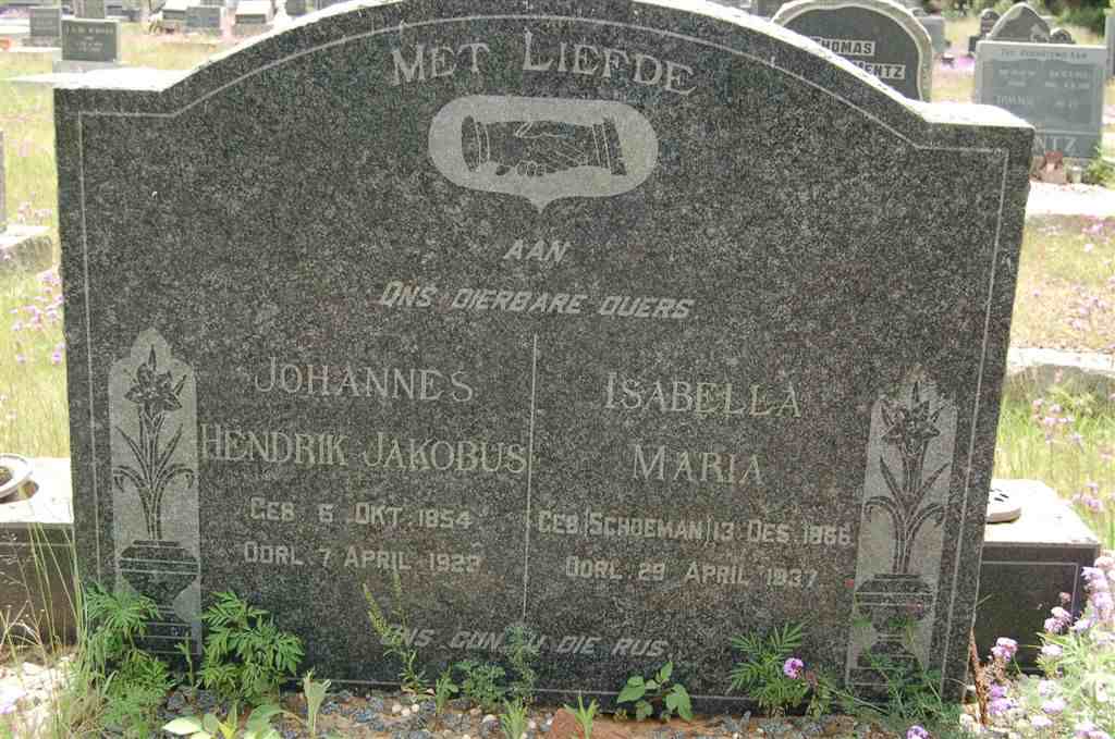 MIENIE Johannes Hendrik Jakobus 1854-1923 &amp; Isabella Maria SCHOEMAN 1866-1937