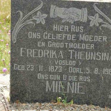 MIENIE Frederika Theunsina nee VOSLOO 1873-1963