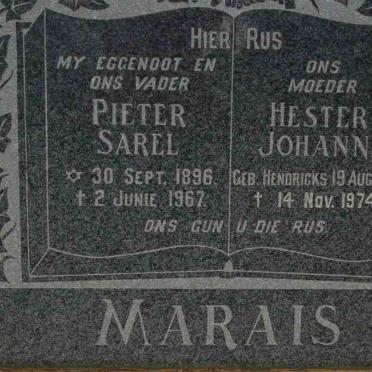 MARAIS Pieter Sarel 1896-1967 &amp; Hester Johanna HENDRICKS 1888-1974