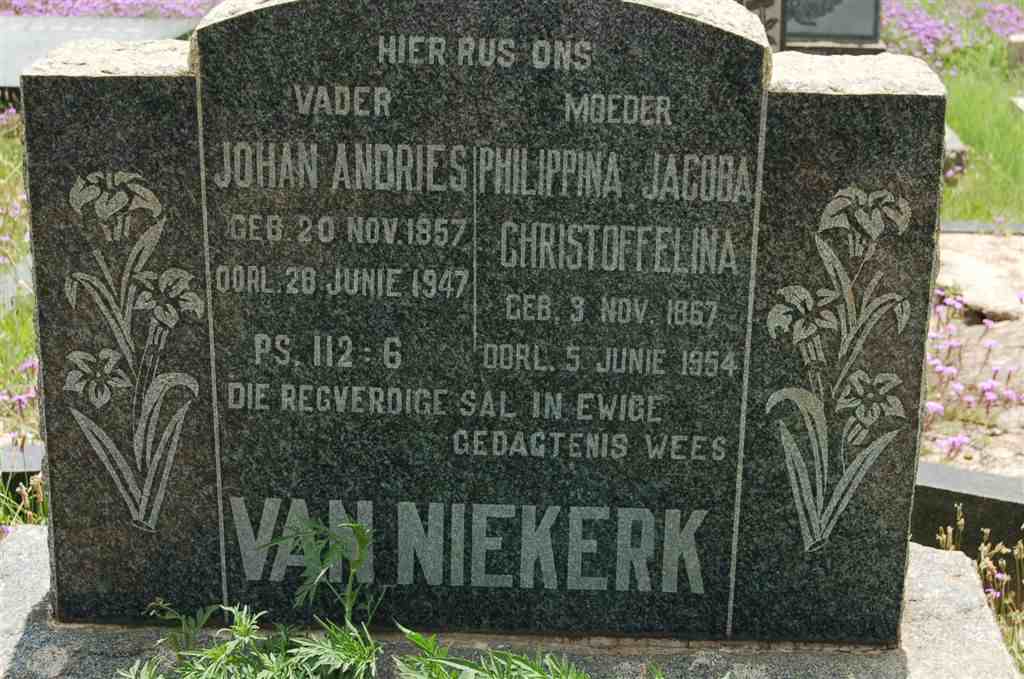 NIEKERK Johan Andries, van 1857-1947 &amp; Philippina Jacoba Christoffelina 1867-1954
