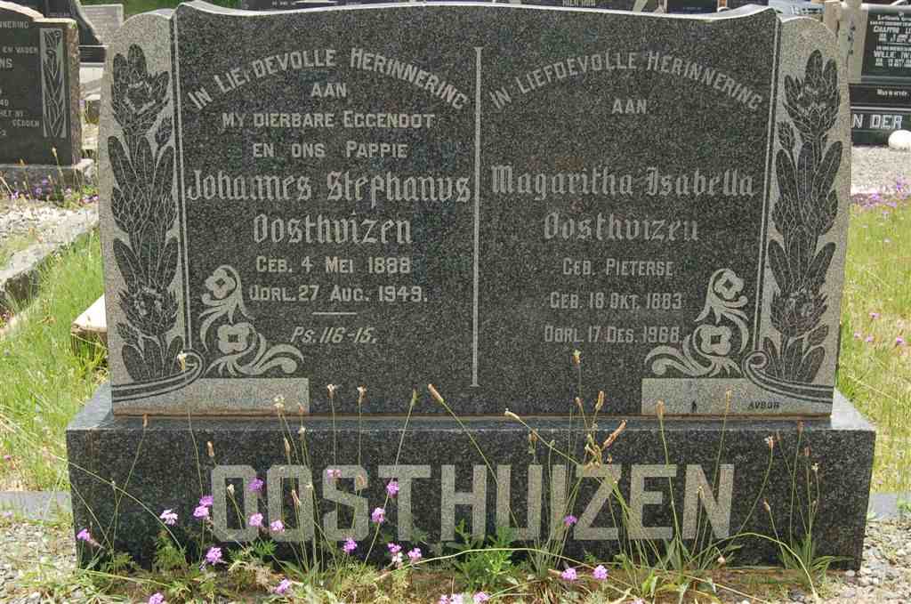 OOSTHUIZEN Johannes Stephanus 1888-1949 &amp; Magaritha Isabella PIETERSE 1883-1968
