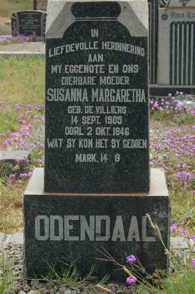 ODENDAAL Susanna Margaretha nee DE VILLIERS 1905-1946