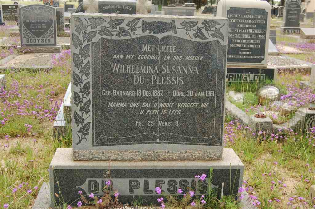 PLESSIS Wilhelmina Susanna, du nee BARNARD 1887-1961