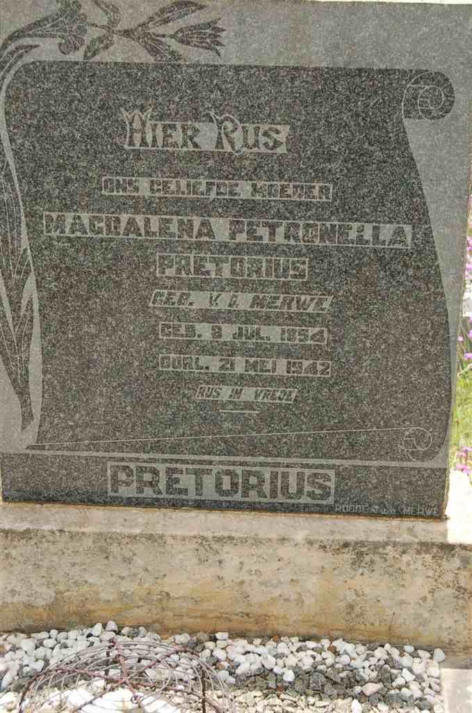 PRETORIUS Magdalena Petronella nee V.D. MERWE 1854-1942