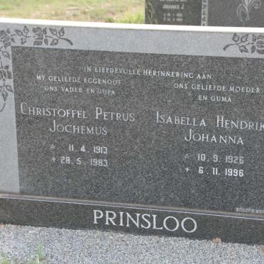 PRINSLOO Christoffel Petrus Jochemus 1913-1983 &amp; Isabella Hendrika Johanna 1926-1996