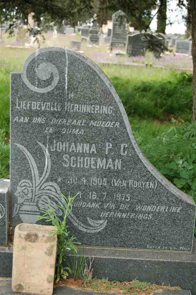 SCHOEMAN Johanna P.C. nee VAN ROOYEN 1905-1975