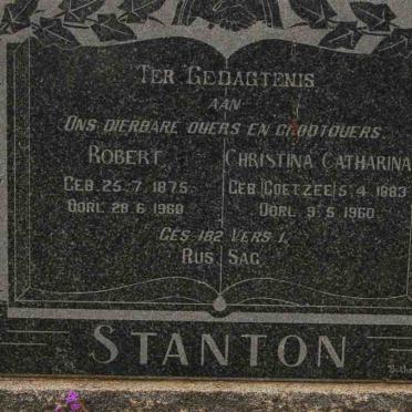 STANTON Robert 1875-1960 &amp; Christina Catharina COETZEE 1883-1960