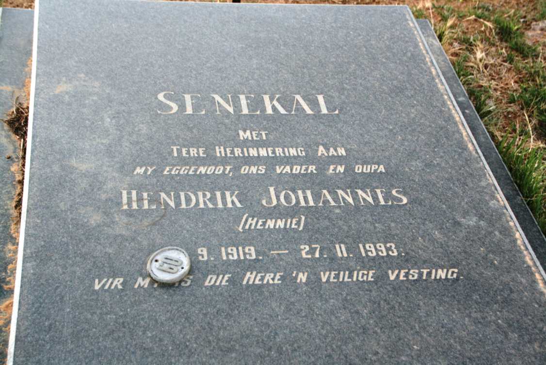 SENEKAL Hendrik Johannes 1919-1993