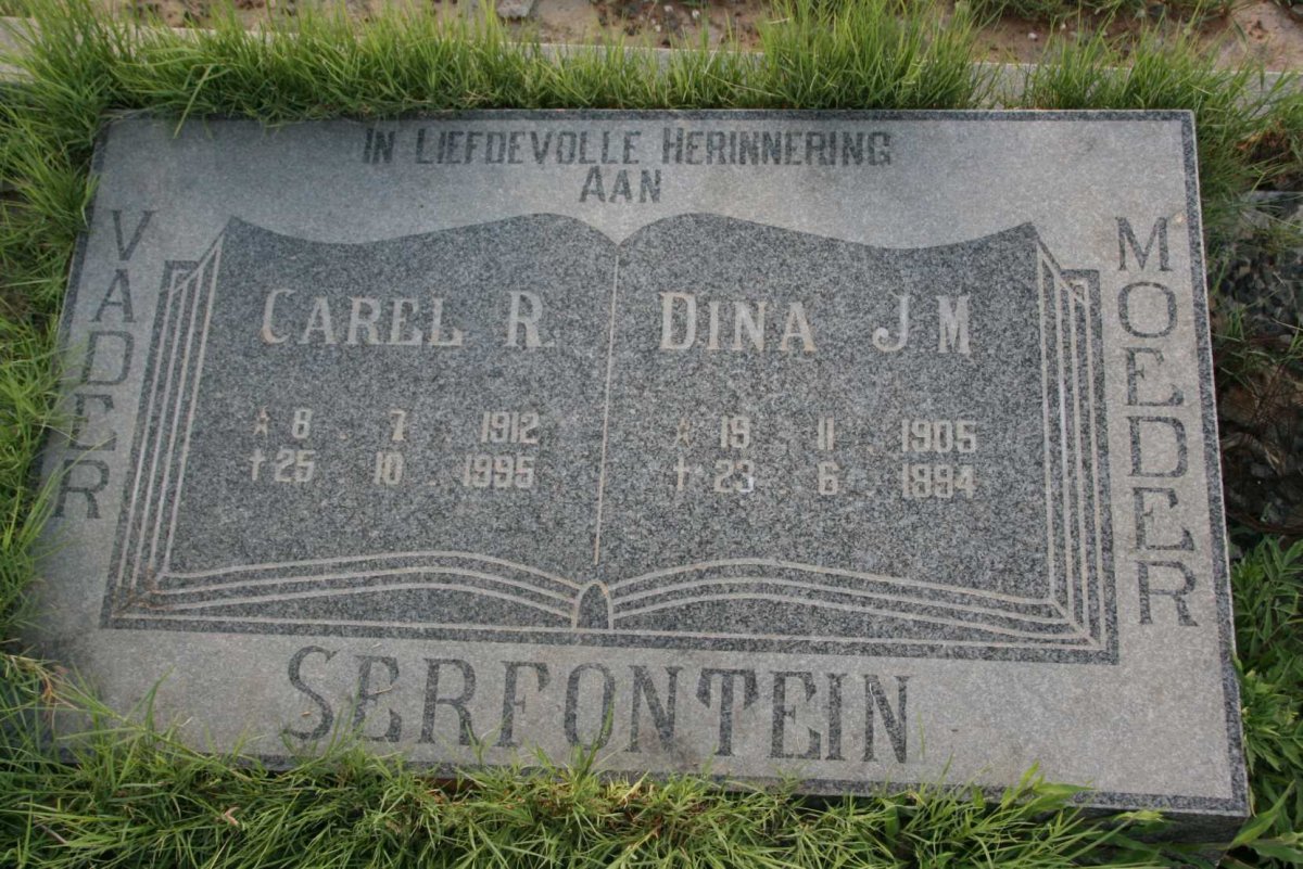 SERFONTEIN Carel R. 1912-1995 &amp; Dina J.M. 1905-1994