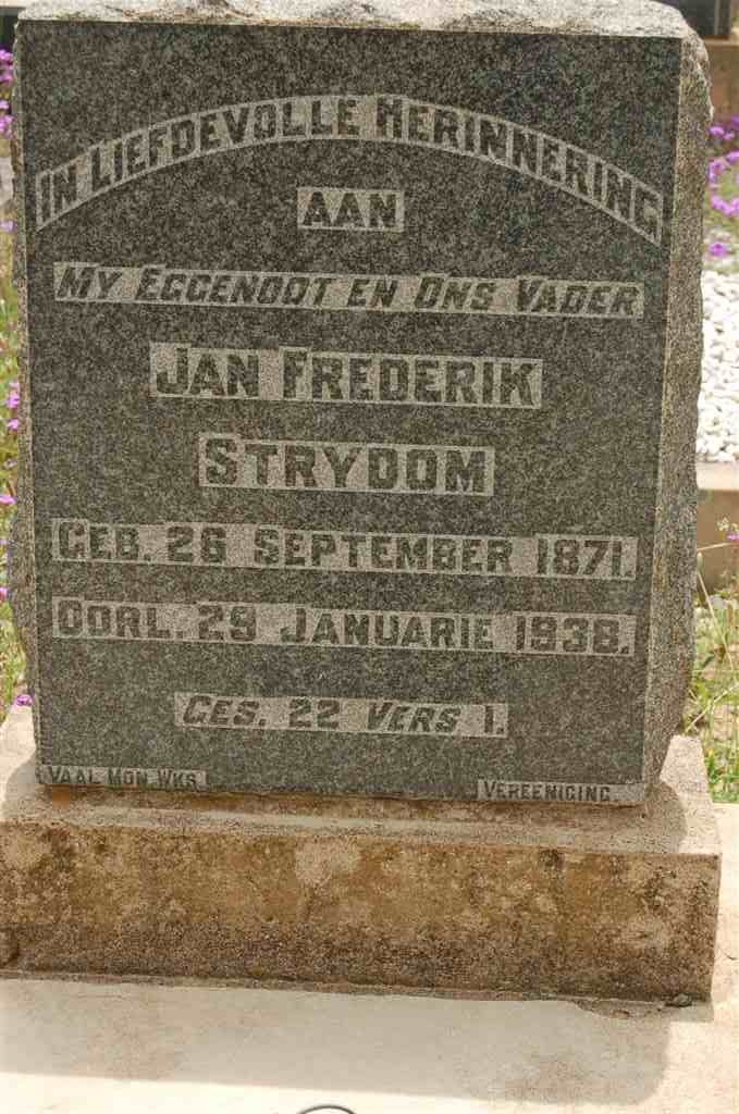 STRYDOM Jan Frederik 1871-1938