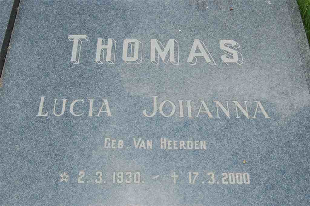 THOMAS Lucia Johanna nee VAN HEERDEN 1930-2000