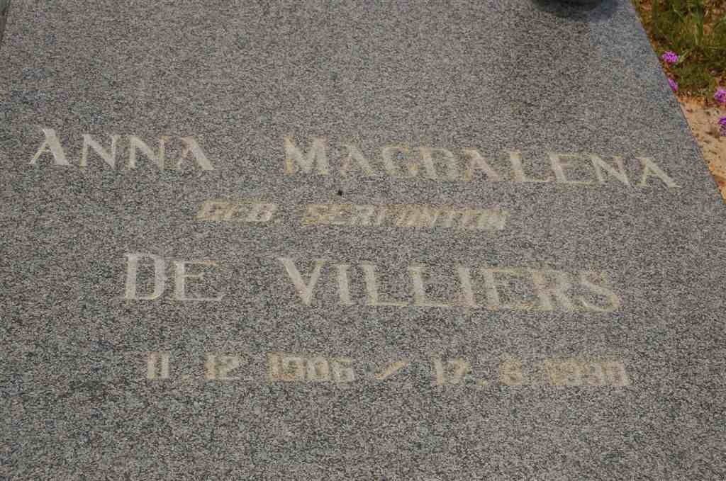 VIILIERS Anna Magdalena, de nee SERFONTEIN 1906-1930