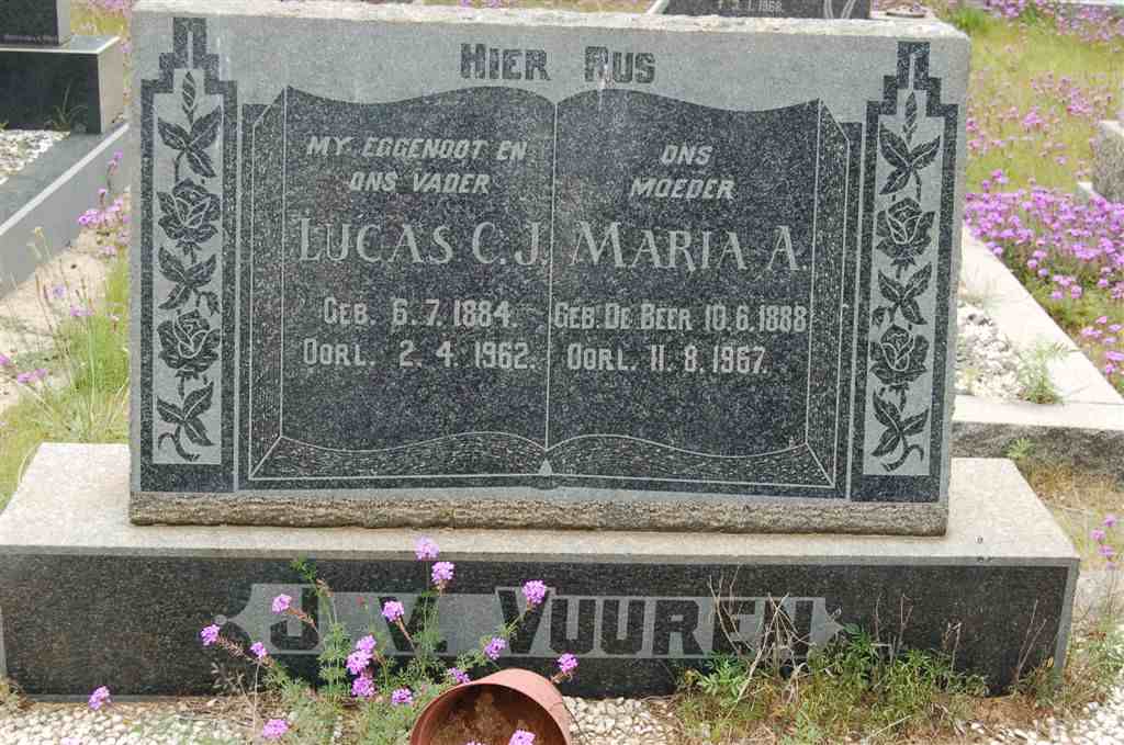 VUUREN Lucas C.J., J.v. 1884-1962 &amp; Maria A. DE BEER 1888-1967