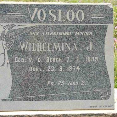 VOSLOO Wilhelmina J. nee V.D. BERGH 1889-1974