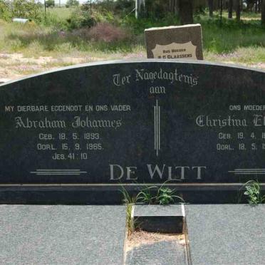 WITT Abraham Johannes, de 1893-1965 &amp; Christina Elizabeth 1896-1972