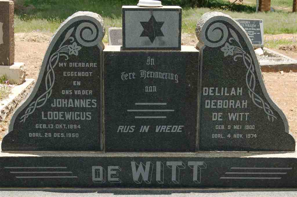 WITT Johannes Lodewicus, de 1894-1950 &amp; Delilah Deborah 1900-1974