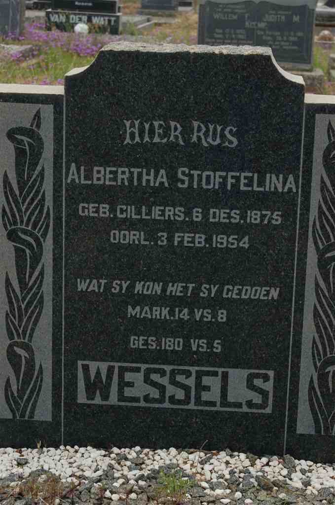 WESSELS Albertha Stoffelina nee CILLIERS 1875-1954
