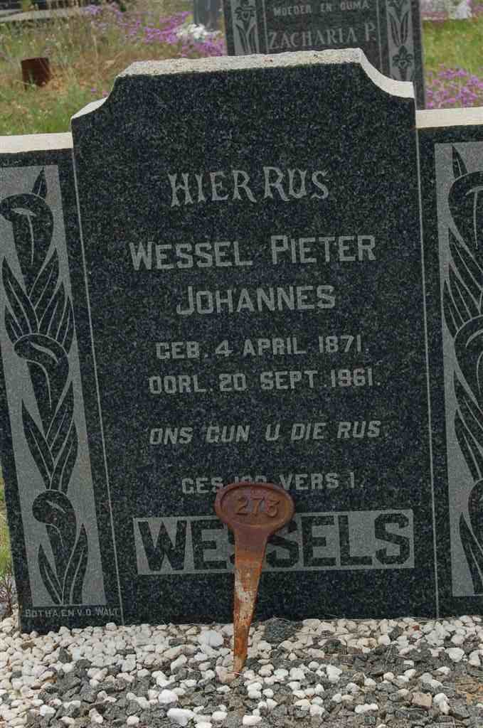 WESSELS Wessel Pieter Johannes 1871-1961