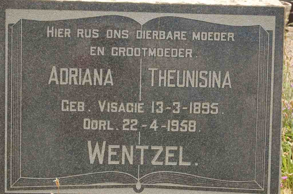 WENTZEL Adriana Theunisina nee VISAGIE 1895-1958
