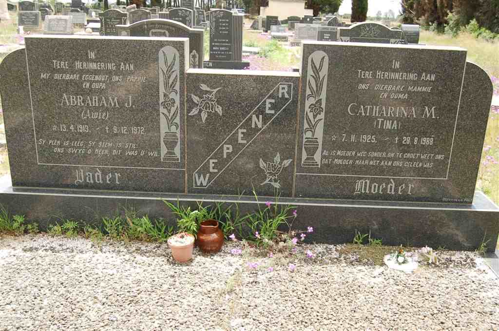 WEPENER Abraham J. 1913-1972 &amp; Catharina M. 1925-1988