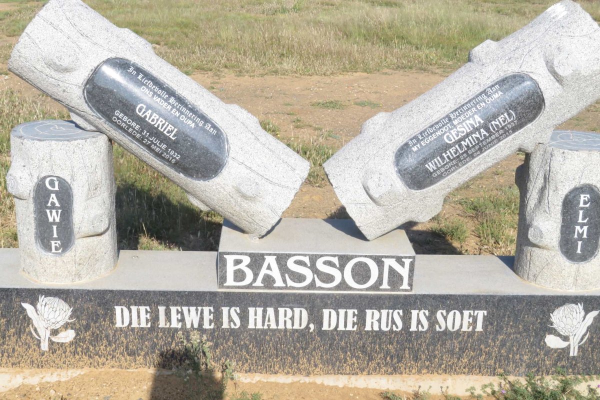 BASSON Gabriel 1932-2016 &amp; Gesina Wilhelmina NEL 1937-2015