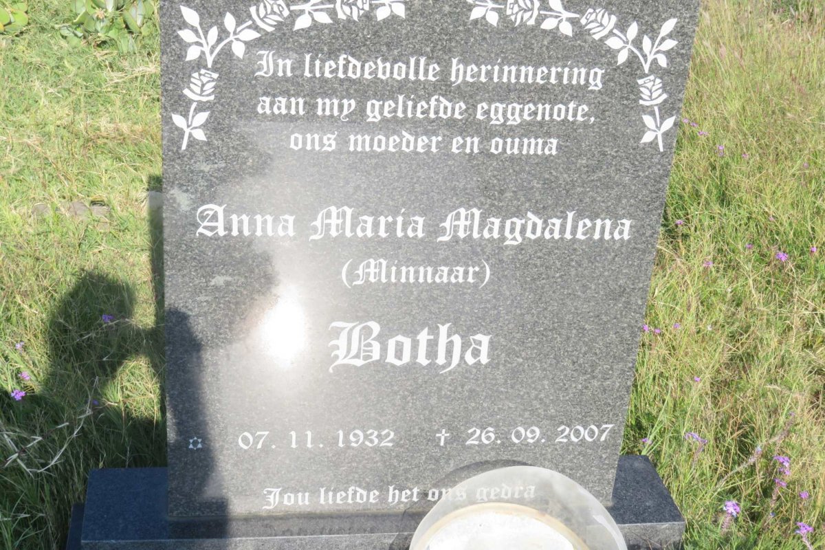 BOTHA Anna Maria Magdalena nee MINNAAR 1932-2007