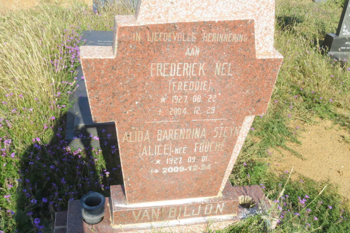 BILJON Frederick Nel, van 1927-2004 &amp; Alida Barendina Steyn FOUCHE 1927-2009