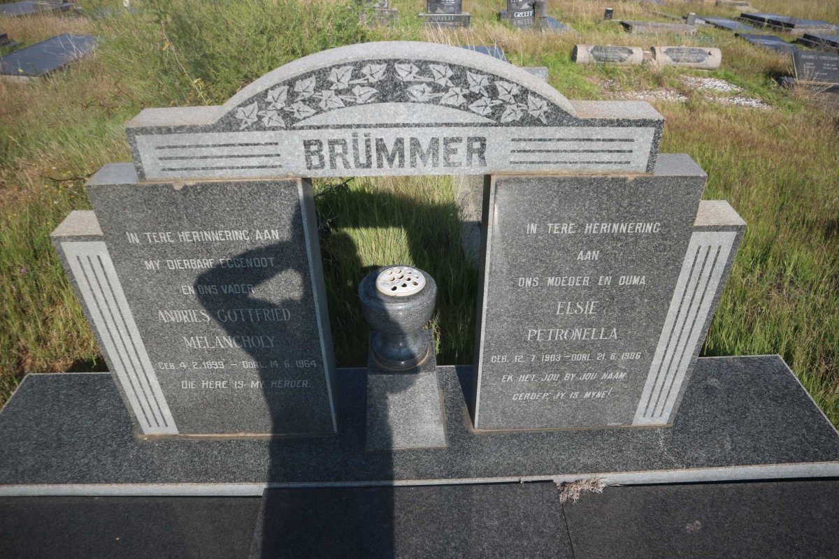 BRÜMMER Andries Gottfried Melancholy 1899-1964 &amp; Elsie Petronella 1903-1986