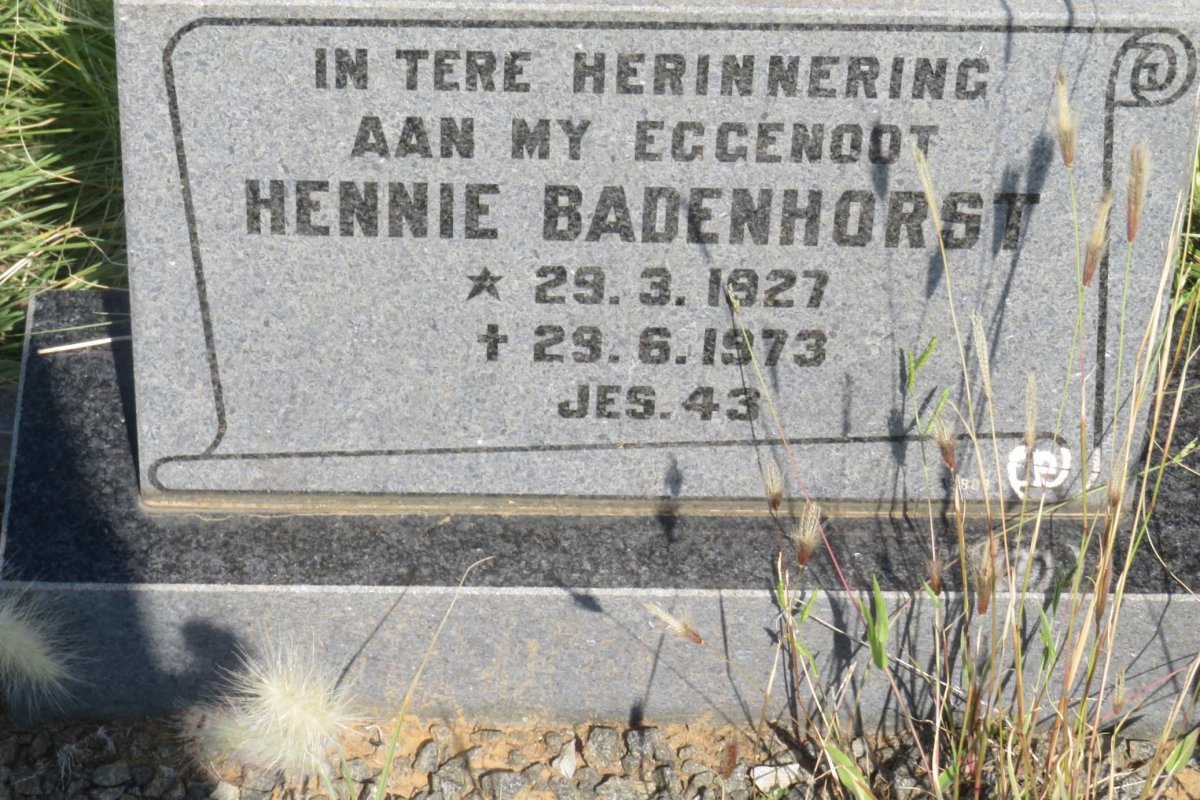 BADENHORST Hennie 1927-1973