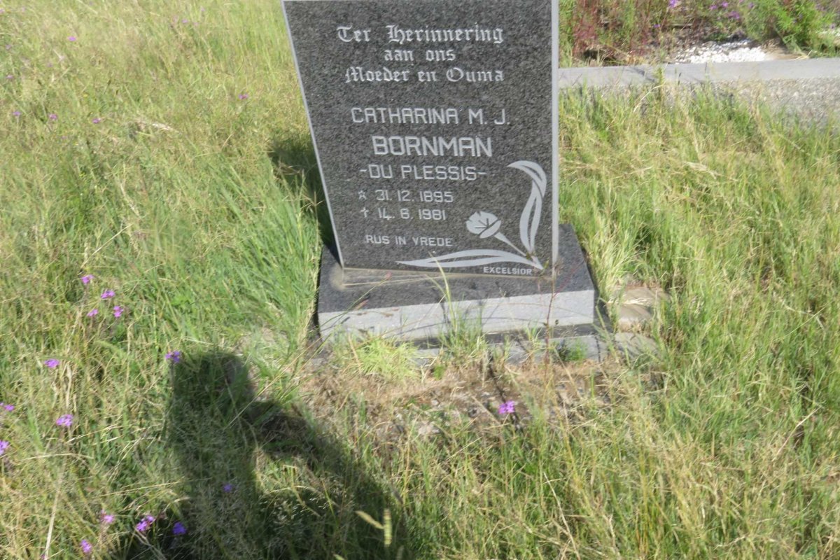 BORNMAN Catharina M.J. nee DU PLESSIS 1895-1981