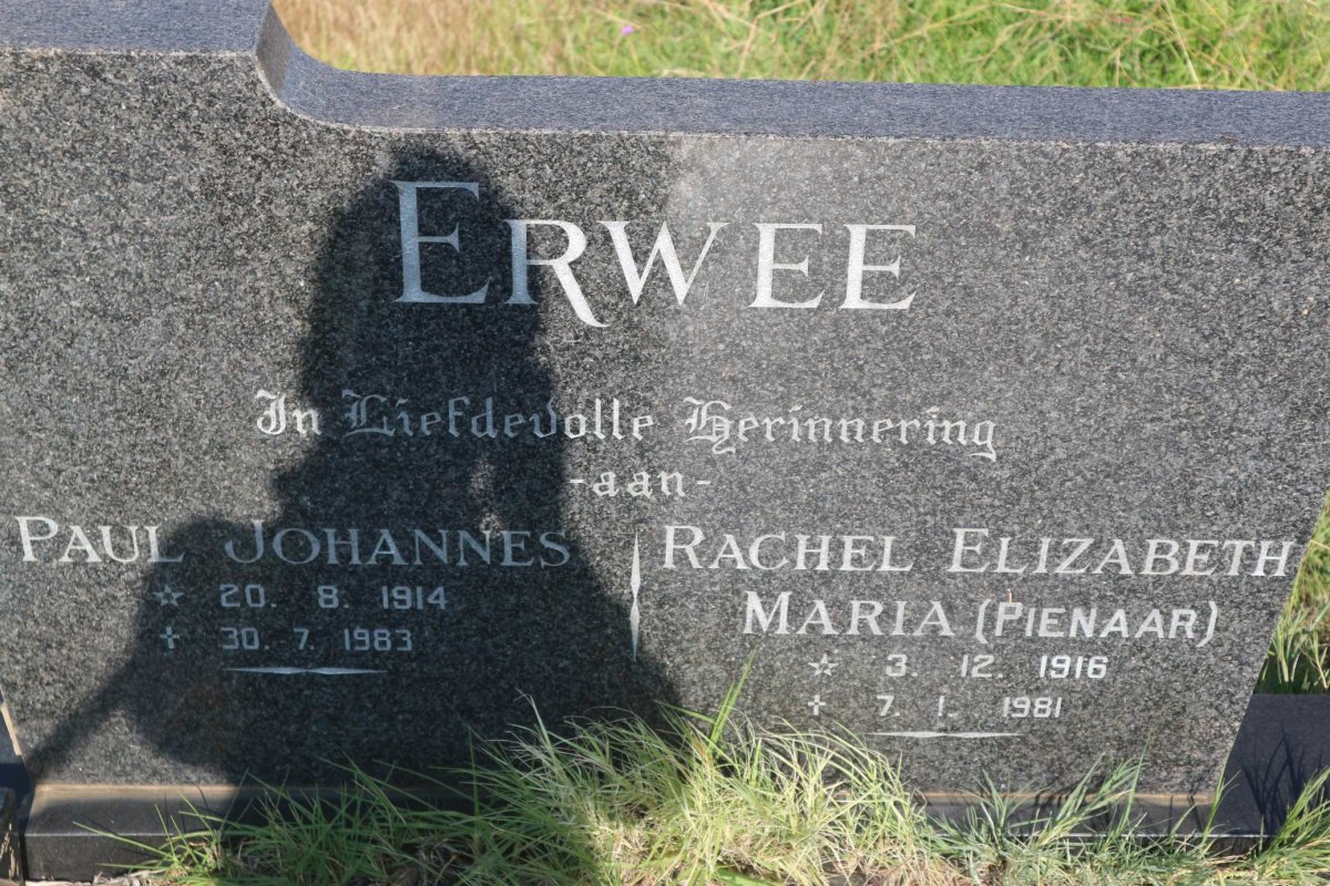 ERWEE Paul Johannes 1914-1983 &amp; Rachel Elizabeth Maria PIENAAR 1916-1981