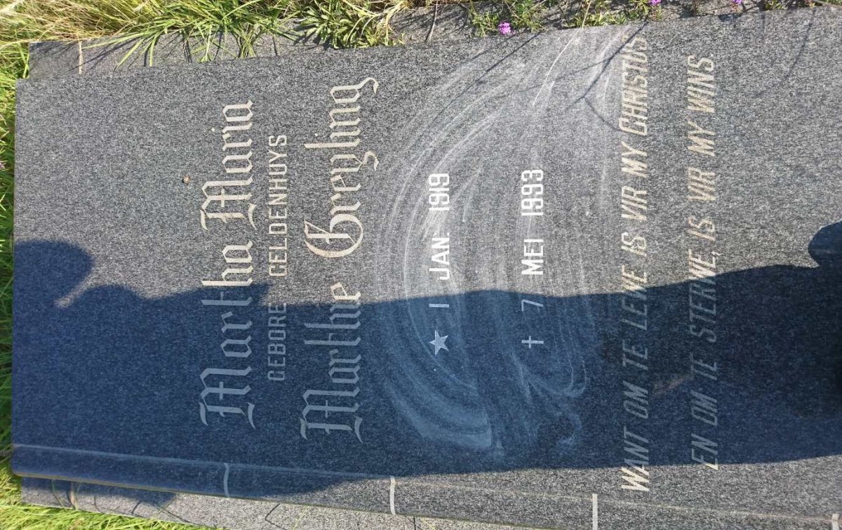GREYLING Martha Maria nee GELDENHUYS 1919-1993