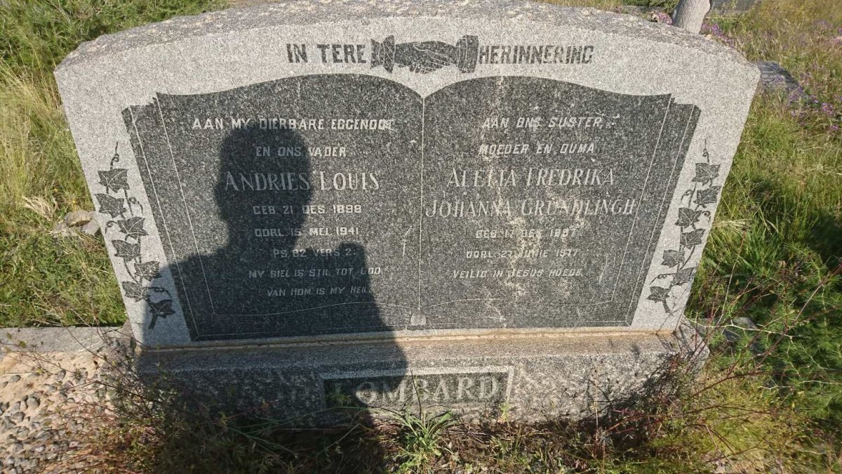 LOMBARD Andries Louis 1898-1941 &amp; Aletta Fredrika Johanna GRUNDLINGH 1897-1977