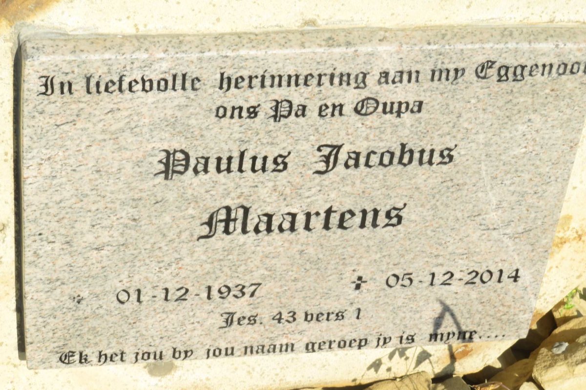 MAARTENS Paulus Jacobus 1937-2014