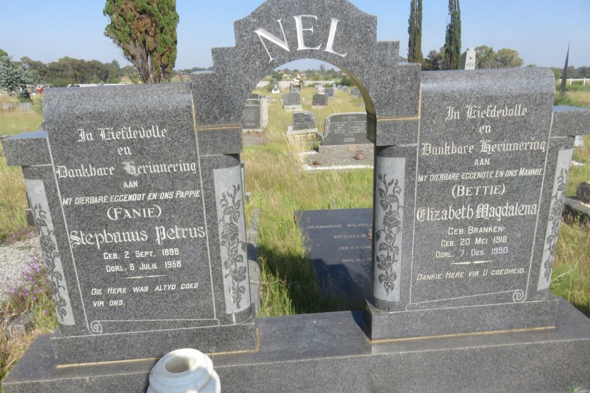 NEL Stephanus Petrus 1898-1958 &amp; Elizabeth Magdalena BRANKEN 1918-1990