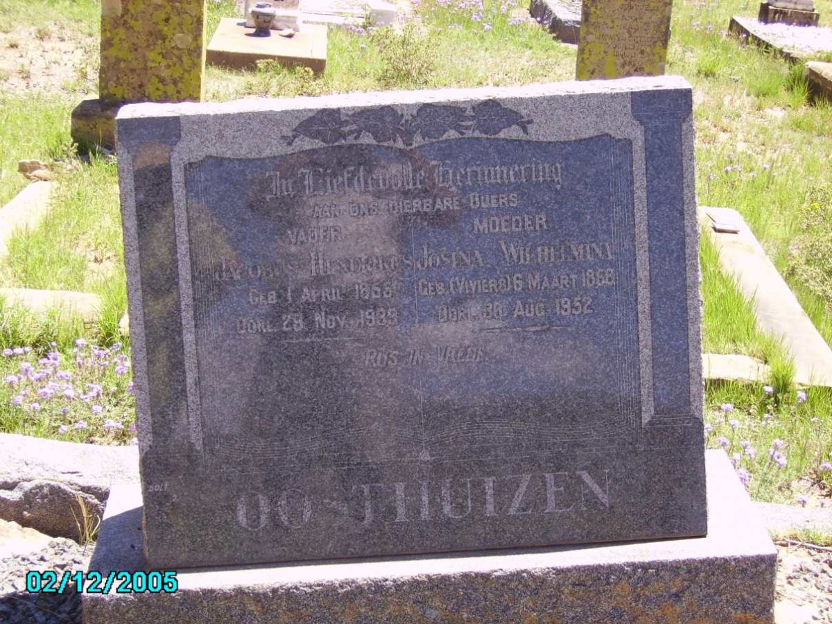 OOSTHUIZEN Jacobus Hendrik 1856-1939 &amp; Josina Wilhelmina VIVIERS 1868-1952