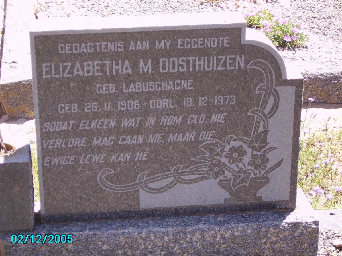 OOSTHUIZEN Elizabetha M. nee LABUSCHAGNE 1906-1973