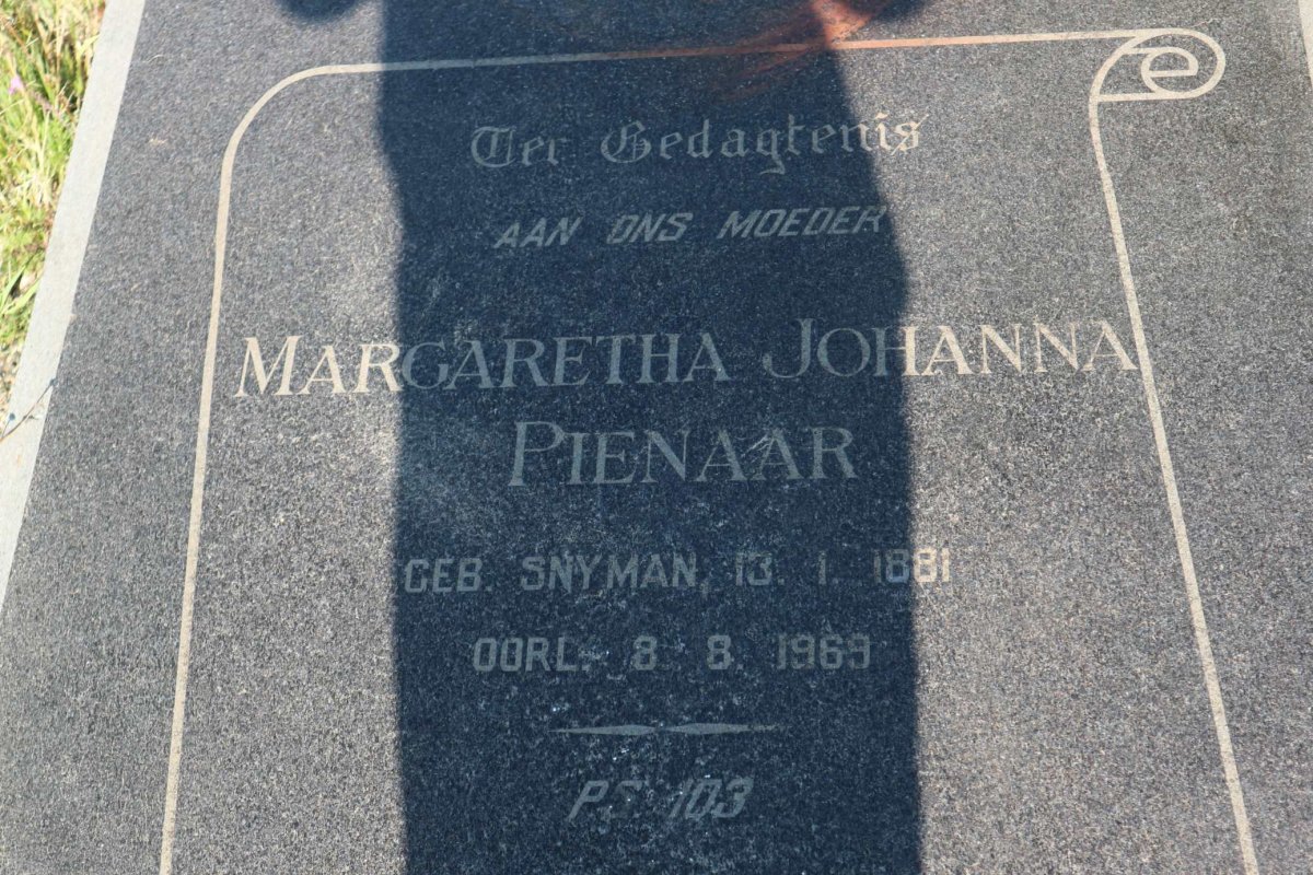 PIENAAR Margaretha Johanna nee SNYMAN 1881-1969