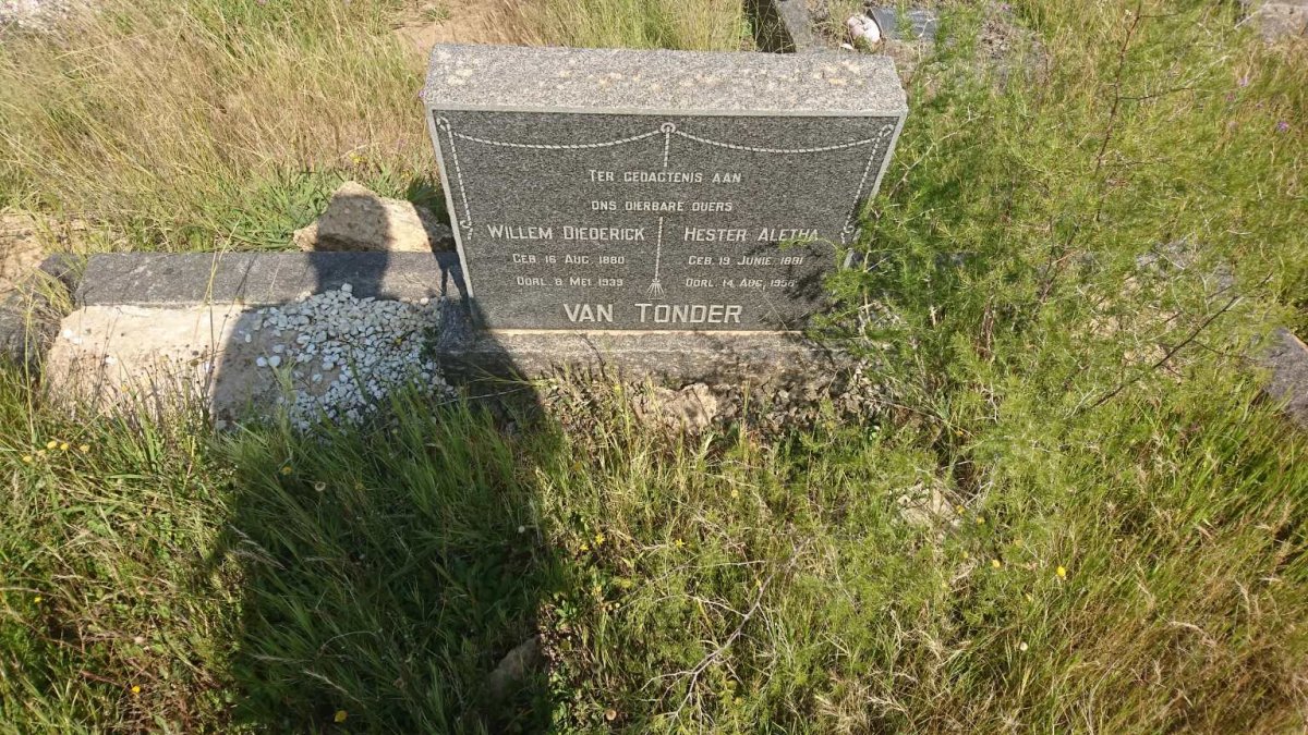 TONDER Willem Diederick, van 1880-1939 &amp; Hester Aletha 1881-1956