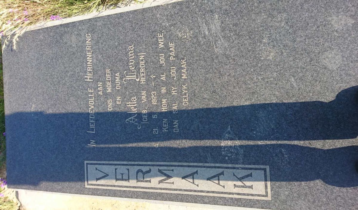 VERMAAK Aletta Levina nee VAN HEERDEN 1923-