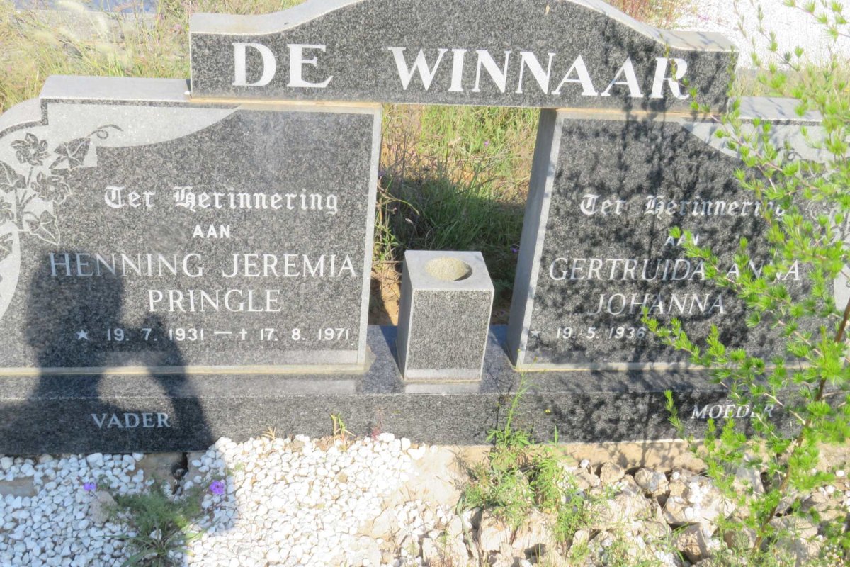 WINNAAR Henning Jeremia Pringle, de 1931-1971 &amp; Gertruida Anna Johanna 1936-
