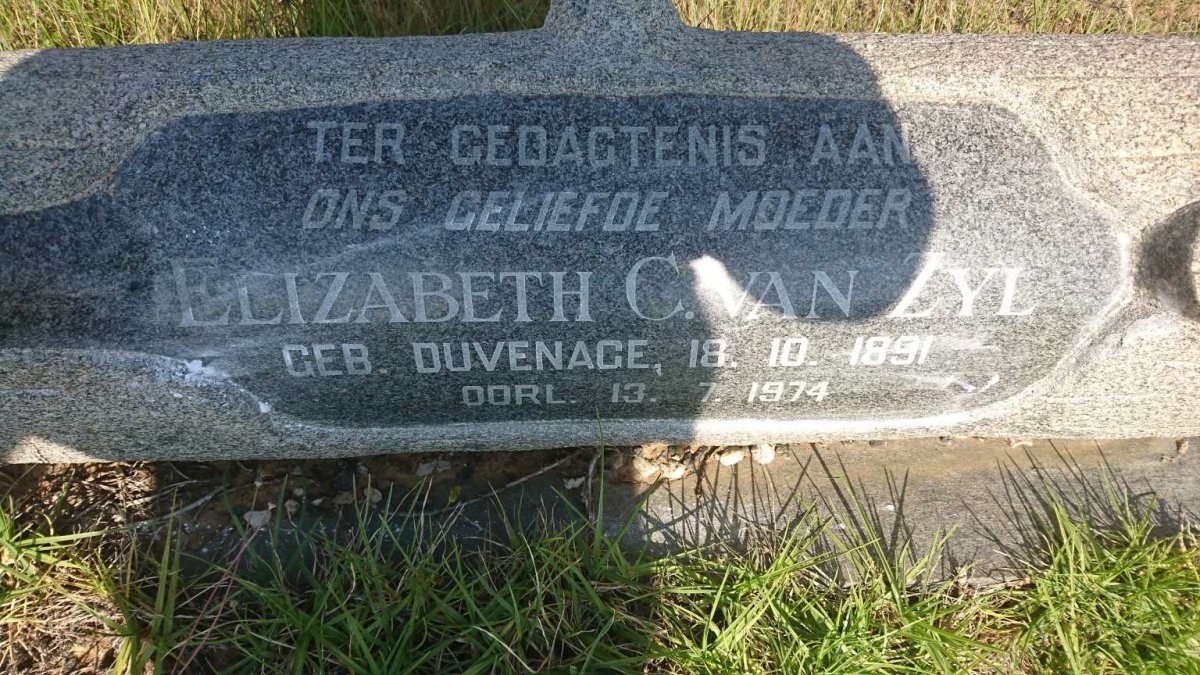 ZYL Elizabeth C., van nee DUVENAGE 1891-1974