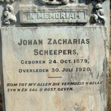 SCHEEPERS Johan Zacharias 1879-1920